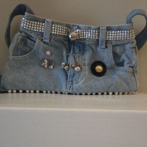 Denim Handbag with Embellishments